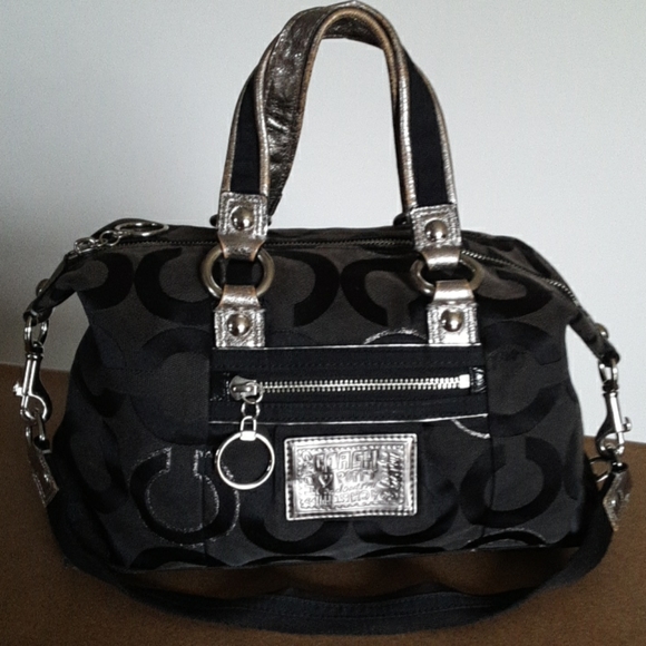 Coach Handbags - Coach Poppy Op Art Lurex Black Satchel